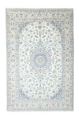 Full view of New Nain rug from Iran / Persia, 301 × 200 cm in Beige tones