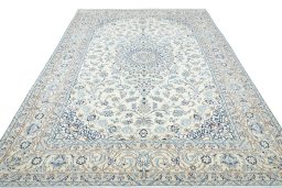 Surface texture of New Nain rug with natural Wool and intricate pattern