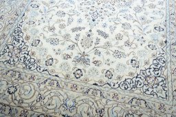 Close-up detail of New Nain rug from Iran / Persia showing Wool weave