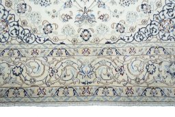 Full view of New Nain rug from Iran / Persia, 301 × 200 cm in Beige tones