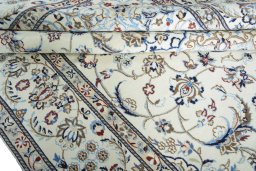 Close-up detail of New Nain rug from Iran / Persia showing Wool weave
