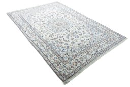 Close-up detail of New Nain rug from Iran / Persia showing Wool weave