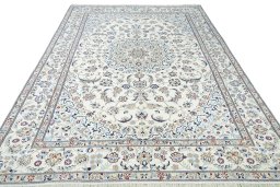 Surface texture of New Nain rug with natural Wool and intricate pattern