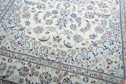Close-up detail of New Nain rug from Iran / Persia showing Wool weave