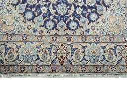 Full view of 2000s Nain rug from Iran / Persia, 270 × 172 cm in Blue tones