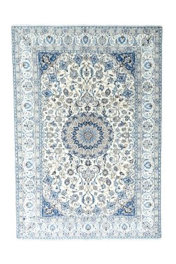 Full view of 2000s Nain rug from Iran / Persia, 290 × 200 cm in Beige tones