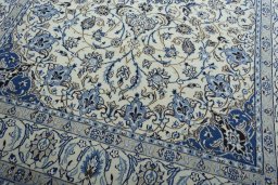 Close-up detail of 2000s Nain rug from Iran / Persia showing Wool weave
