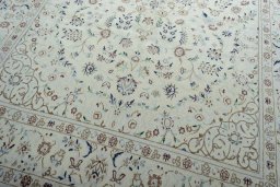 Close-up detail of 2000s Nain rug from Iran / Persia showing Wool weave