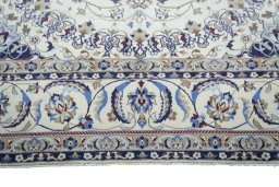 Full view of 2000s Nain rug from Iran / Persia, 349 × 250 cm in Beige tones