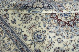 Close-up detail of New Nain rug from Iran / Persia showing Cork weave