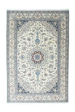 Full view of New Nain rug from Iran / Persia, 306 × 206 cm in Beige tones