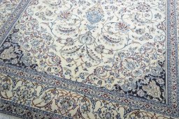 Close-up detail of New Nain rug from Iran / Persia showing Cork weave