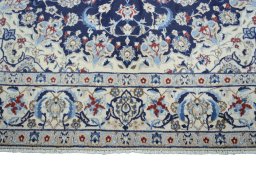 Full view of 2000s Nain rug from Iran / Persia, 296 × 195 cm in Blue tones