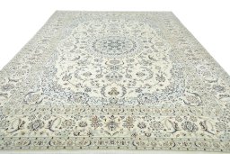 Surface texture of New Nain rug with natural Wool and intricate pattern