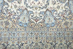 Corner detail of New Nain rug showing border pattern and Cork pile