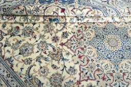Close-up detail of New Nain rug from Iran / Persia showing Cork weave