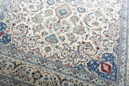 Close-up detail of New Nain rug from Iran / Persia showing Cork weave
