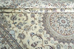 Close-up detail of 2000s Nain rug from Iran / Persia showing Cork weave
