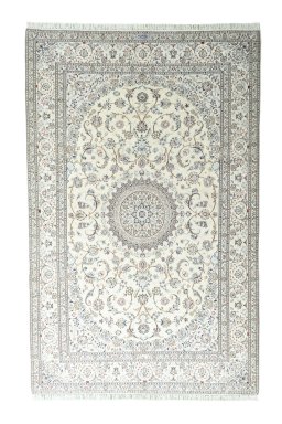 Full view of 2000s Nain rug from Iran / Persia, 307 × 196 cm in Beige tones