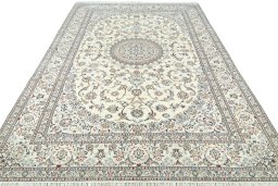 Surface texture of 2000s Nain rug with natural Cork and intricate pattern