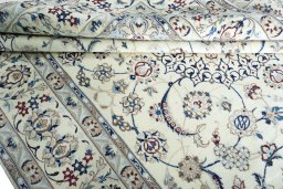 Close-up detail of New Nain rug from Iran / Persia showing Wool weave