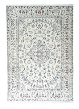 Full view of New Nain rug from Iran / Persia, 302 × 205 cm in Beige tones