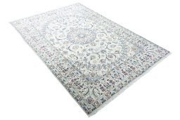 Close-up detail of New Nain rug from Iran / Persia showing Wool weave