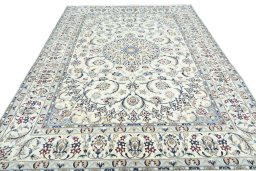 Surface texture of New Nain rug with natural Wool and intricate pattern