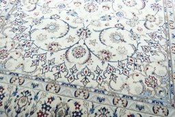 Close-up detail of New Nain rug from Iran / Persia showing Wool weave