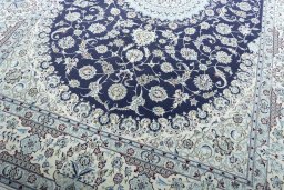 Close-up detail of New Nain rug from Iran / Persia showing Cork weave