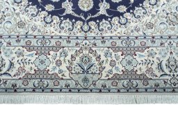Full view of New Nain rug from Iran / Persia, 307 × 210 cm in Blue tones