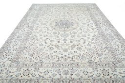 Surface texture of New Nain rug with natural Wool and intricate pattern