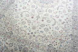 Close-up detail of New Nain rug from Iran / Persia showing Wool weave