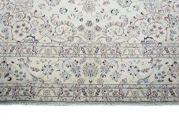 Full view of New Nain rug from Iran / Persia, 337 × 246 cm in Beige tones