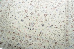 Close-up detail of New Nain rug from Iran / Persia showing Wool weave