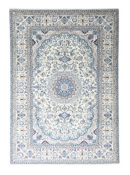 Full view of New Nain rug from Iran / Persia, 359 × 252 cm in Beige tones