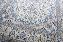 Close-up detail of New Nain rug from Iran / Persia showing Wool weave