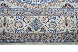 Full view of New Nain rug from Iran / Persia, 359 × 252 cm in Beige tones