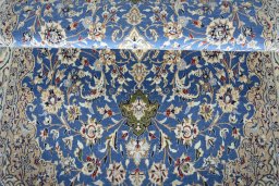 Close-up detail of New Nain rug from Iran / Persia showing Cork weave