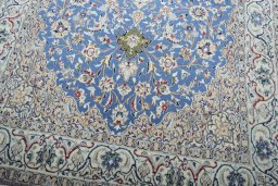Close-up detail of New Nain rug from Iran / Persia showing Cork weave