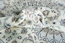 Surface texture of New Nain rug with natural Wool and intricate pattern