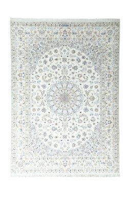 Full view of New Nain rug from Iran / Persia, 357 × 255 cm in Beige tones