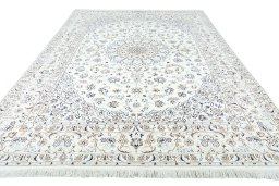 Surface texture of New Nain rug with natural Wool and intricate pattern