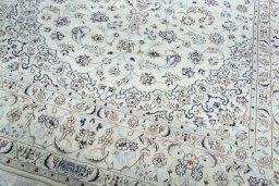 Close-up detail of New Nain rug from Iran / Persia showing Wool weave