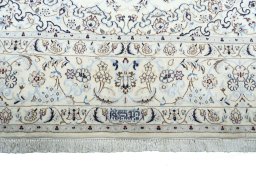 Full view of New Nain rug from Iran / Persia, 357 × 255 cm in Beige tones