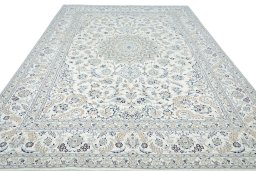 Surface texture of New Nain rug with natural Wool and intricate pattern