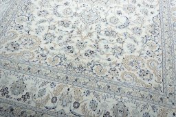 Close-up detail of New Nain rug from Iran / Persia showing Wool weave