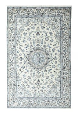 Full view of New Nain rug from Iran / Persia, 311 × 191 cm in Beige tones