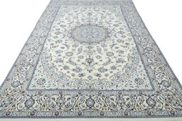 Surface texture of New Nain rug with natural Wool and intricate pattern