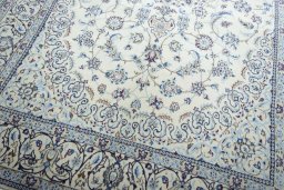 Close-up detail of New Nain rug from Iran / Persia showing Wool weave